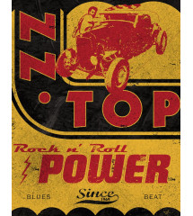 ZZTOP Rock N Roll Power plate with a hot rod 41 x 32 cm Garage tole