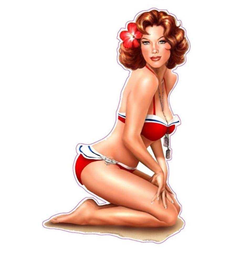 sticker rousse en maillot de bain rouge sticker rousse en maillot de bain rouge
