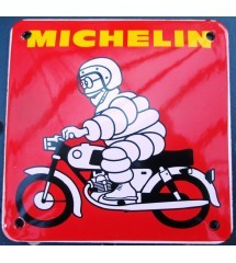 plaque décorative emaillée michelin moto carré 12cm deco métal garage usa