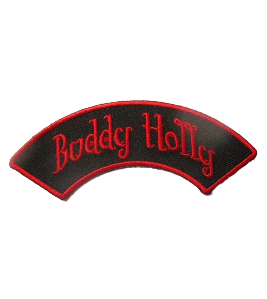 patch banderolle buddy holly noir rouge