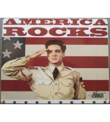 Plate America Rocks Elvis Presley Military 38x30 cm Tole Metal Deco Dinner