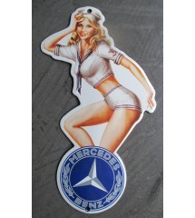plaque décorative emaillée pin up  marin logo  bleu  mercedes voiture tole email deco garage