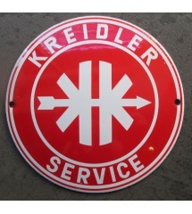 plaque décorative emaillée kreidler service rouge ronde 12 cm tole email deco métal garage