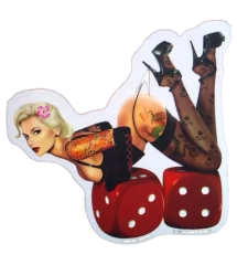 sticker pin up blonde sexy moto et jeux de cartes poker