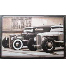 plaque 2 hot rod noir et gris 30x20cm deco tole déco voiture americaine