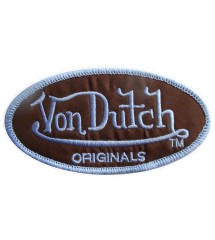 patch von dutch ovale marron 10x5 cm ecusson thermocollant garage