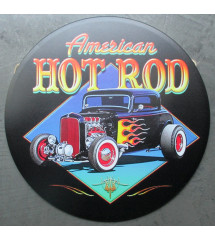 plaque american hot rod voiture US de 1932 tole ronde 30cm