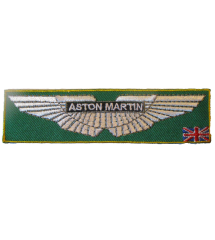 patch aston martin rectangulaire vert 12x3cm voiture anglaise ecusson thermocollant