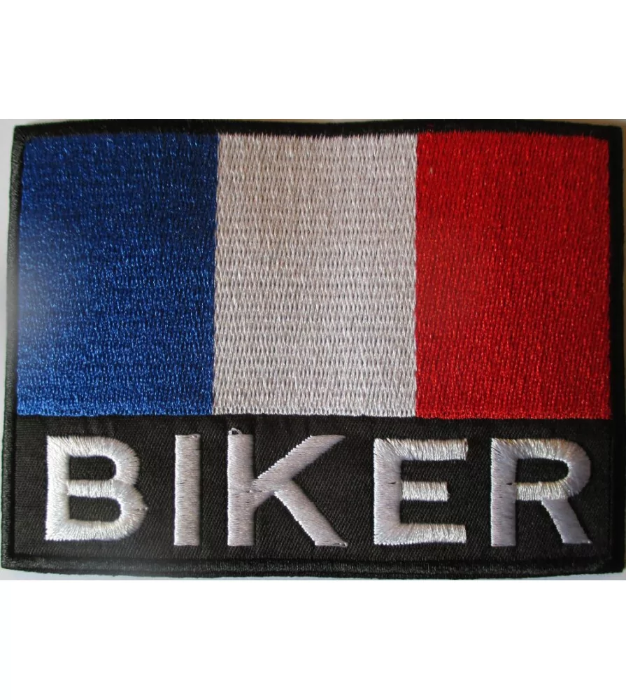 France flag patch biker inscription 11x8 cm iron-on badge motorcycle biker
