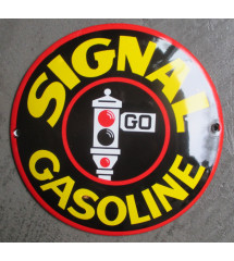 plaque décorative emaillée signal gasoline ronde 12cm motor oil deco garage huile