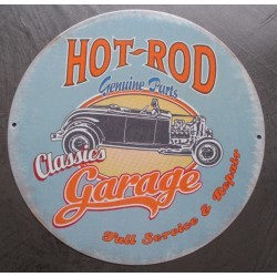 plaque hot rod de 1932 classic garage tole publicitaire ronde 30cm