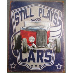plaque hot rod still play with cars 41x32 cm voiture us de1932 tole pu deco usa
