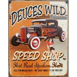 plaque hot rod deuces wild speed shop 41x32 hot rod de 1932 pin up tole