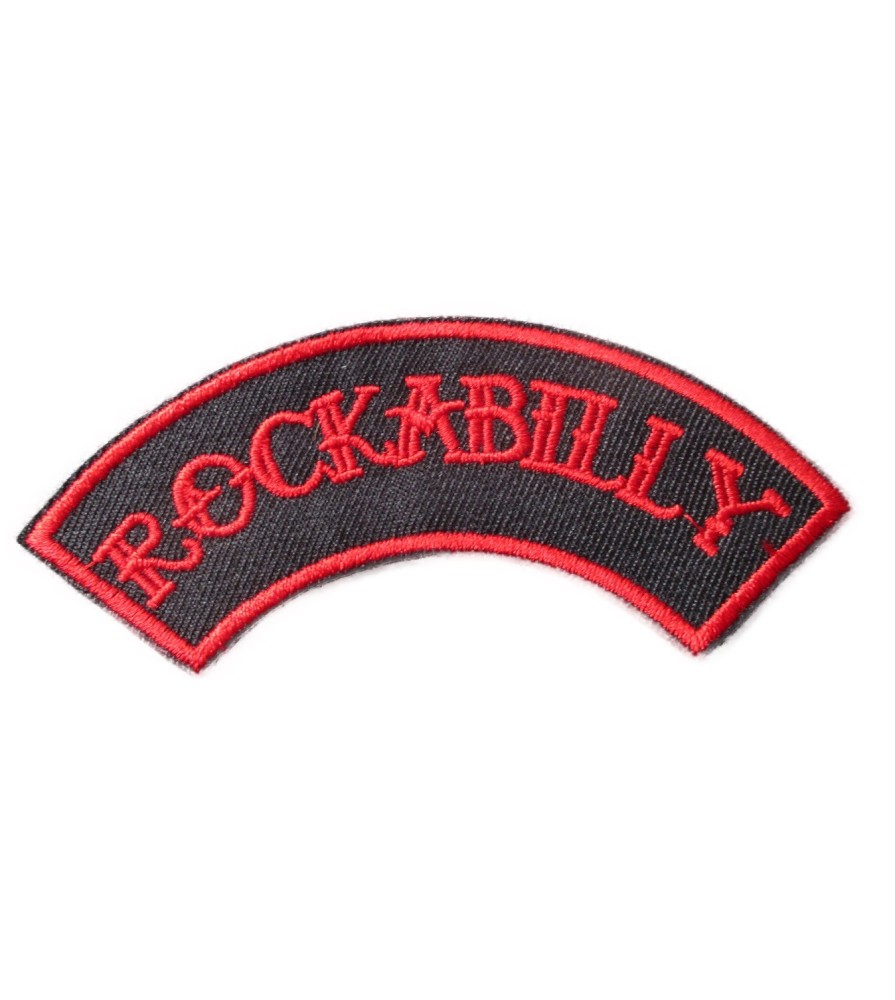 patch rockabilly banderolle black red badge rock roll man woman