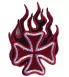 Patch Maltese Cross Flames Red Badge Rock Roll Biker