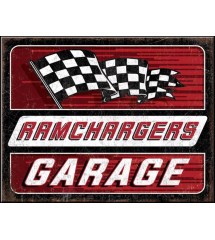 plaque ramchargers garage drapeau damier 41x32cm deco tole déco americaine