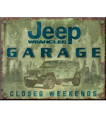 plaque decorative jeep wrangler garage 41x32cm tole a l'aspect vieillit