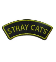 patch banderole stray cats noir jaune 10x3.5 cm rock ecusson thermocolant veste chemise