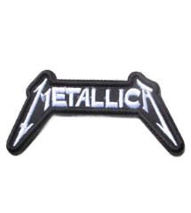 patch groupe hard rock metallica 9.5x5 cm noir et blanc écusson thermocollant pour veste blouson