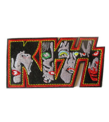 patch groupe kiss visage petit 10x5 cm rouge ecusson thermocollant hard rock