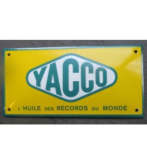 plaque décorative emaillée yacco tole rectangulaire jaune verte 20x10 cm deco garage huile