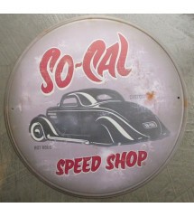 plaque so cal speed shop hot rod noir tole 30cm déco americaine usa
