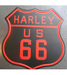 plaque publicitaire blason harley US 66 fan biker 30x30 cm tole deco