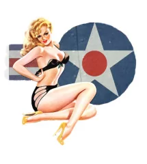 fine military pin up sticker in black underwear 15x15cm rock roll hot rod sticker