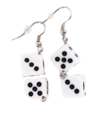 boucle d'oreille pendante double dé blanche femme pinup rockabilly