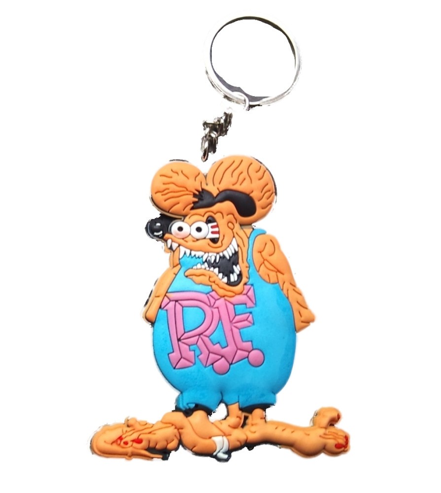 porte clé rat fink saumon et bleu plastique souple kustom