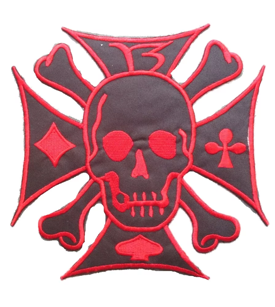 Patch Thermocollant Croix De Malte - Noir Et Argent, 8x8 Cm, Pour Vestes Rock, Biker, Couture DIY