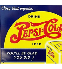 plaque pepsi cola glaciere jaune tole deco usa affiche metal