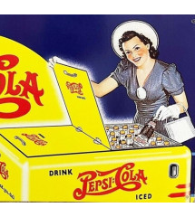 plaque pepsi cola glaciere jaune tole deco usa affiche metal