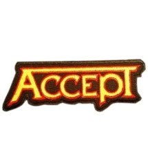 patch groupe accept 10x4cm logo noir et jaune ecusson thermocollant rock
