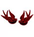 pair of patch swallow black red small badge pin up