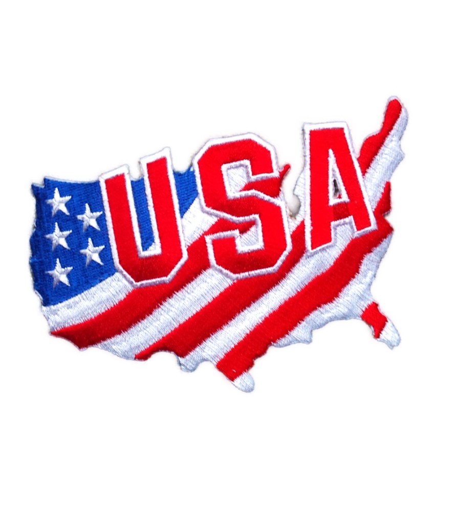 patch continent USA en drapeau americain ecusson biker