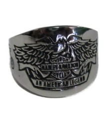 bague HD moto et aigle chromé harley davidson homme biker rock