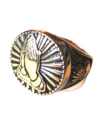 chevaliere doré main religieuse 11us coeur bague homme femme