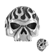 bague crane a flamme 13us chrome inox chevaliere homme