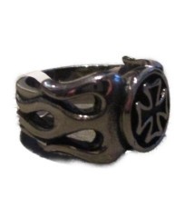 bague petite croix malte flamme 11us inox chevaliere homme