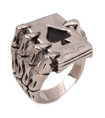 bague main squelette et as de pique 13us chevaliere homme biker