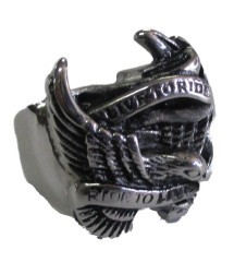 chevaliere live to ride aigle 10US inox bague homme biker motard