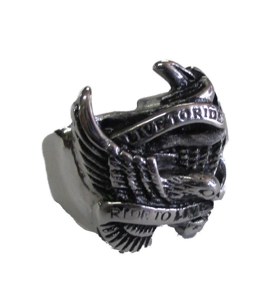 chevaliere live to ride aigle 10US inox bague homme biker motard