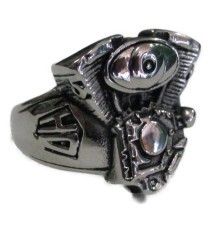 chevaliere harley davidson HD moteur inox bague harley biker