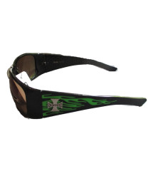 lunette de soleil choppers croix malte flamme verte homme