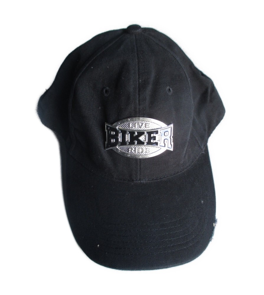 casquette biker noir logo en métal homme femme moto chop
