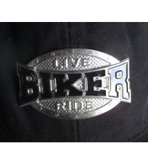 casquette biker noir logo en métal homme femme moto chop
