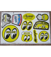 planche de 10 stickers moon hot rod 21x14 cm autocollant mooneyes deco voiture garage