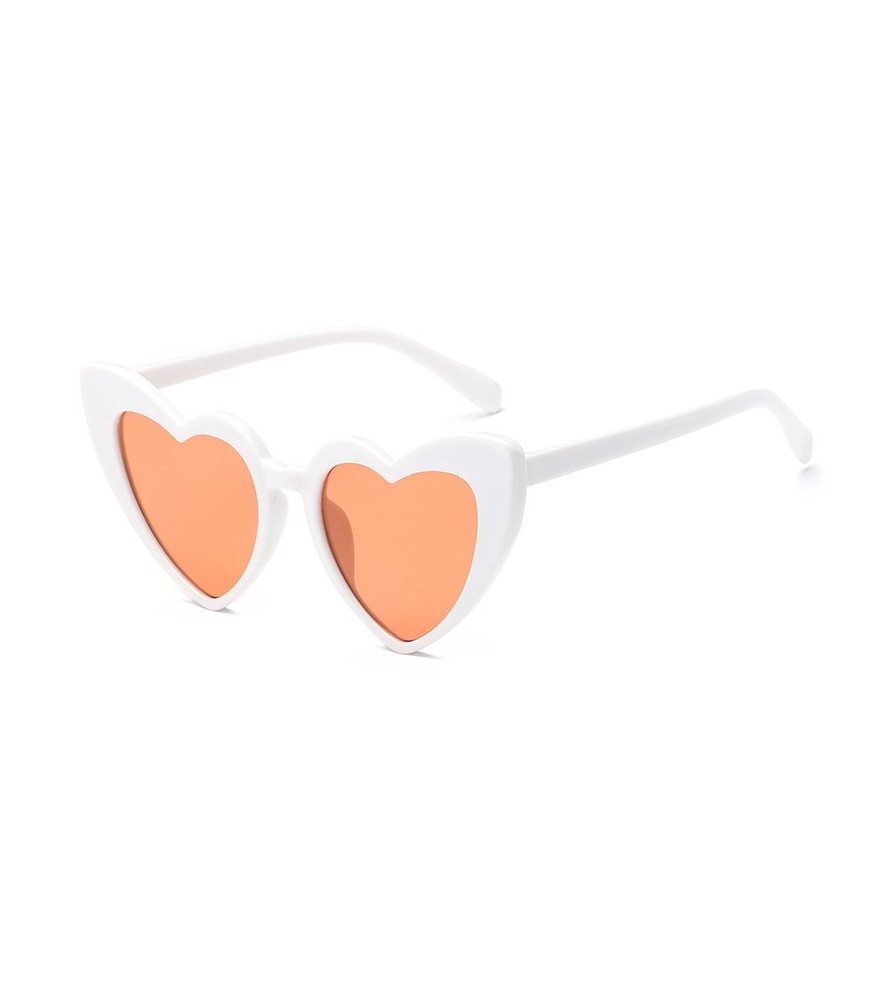 Sunglasses woman heart shape white orange glass pin up rockabilly