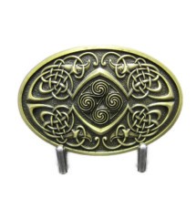 boucle de ceinture celtic logo doré forme ovale homme femme